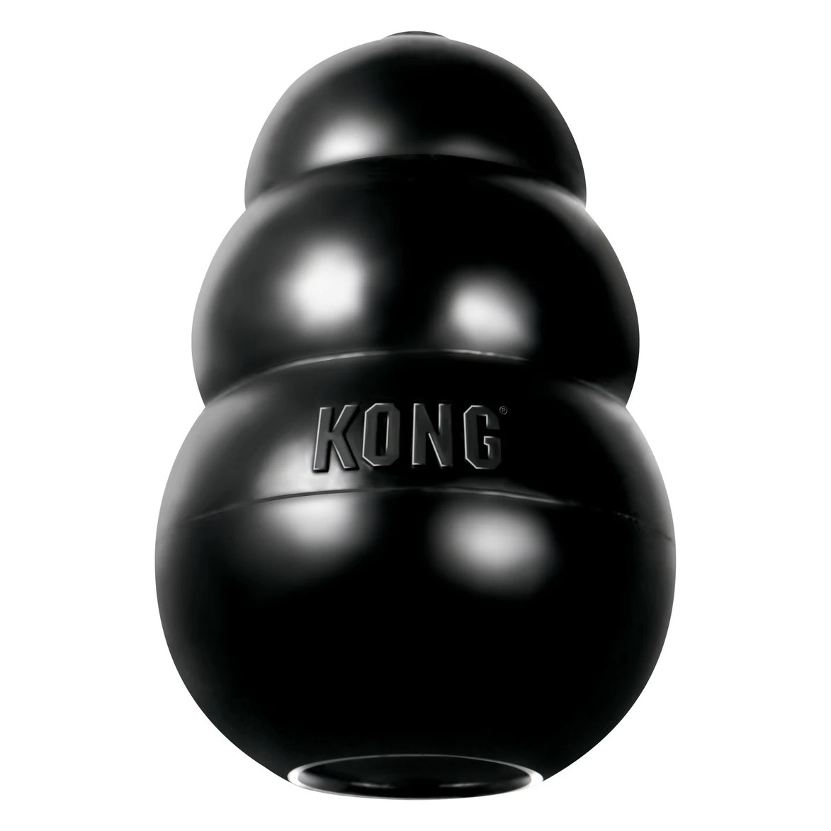 KONG Extreme – extra odolná gumová hračka pre silné žuvače, čierna, veľkosti S až XL